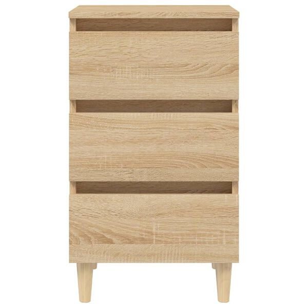 vidaXL Bed Cabinets & Solid Wood Legs 2 pcs Sonoma Oak 40x35x69 cm
