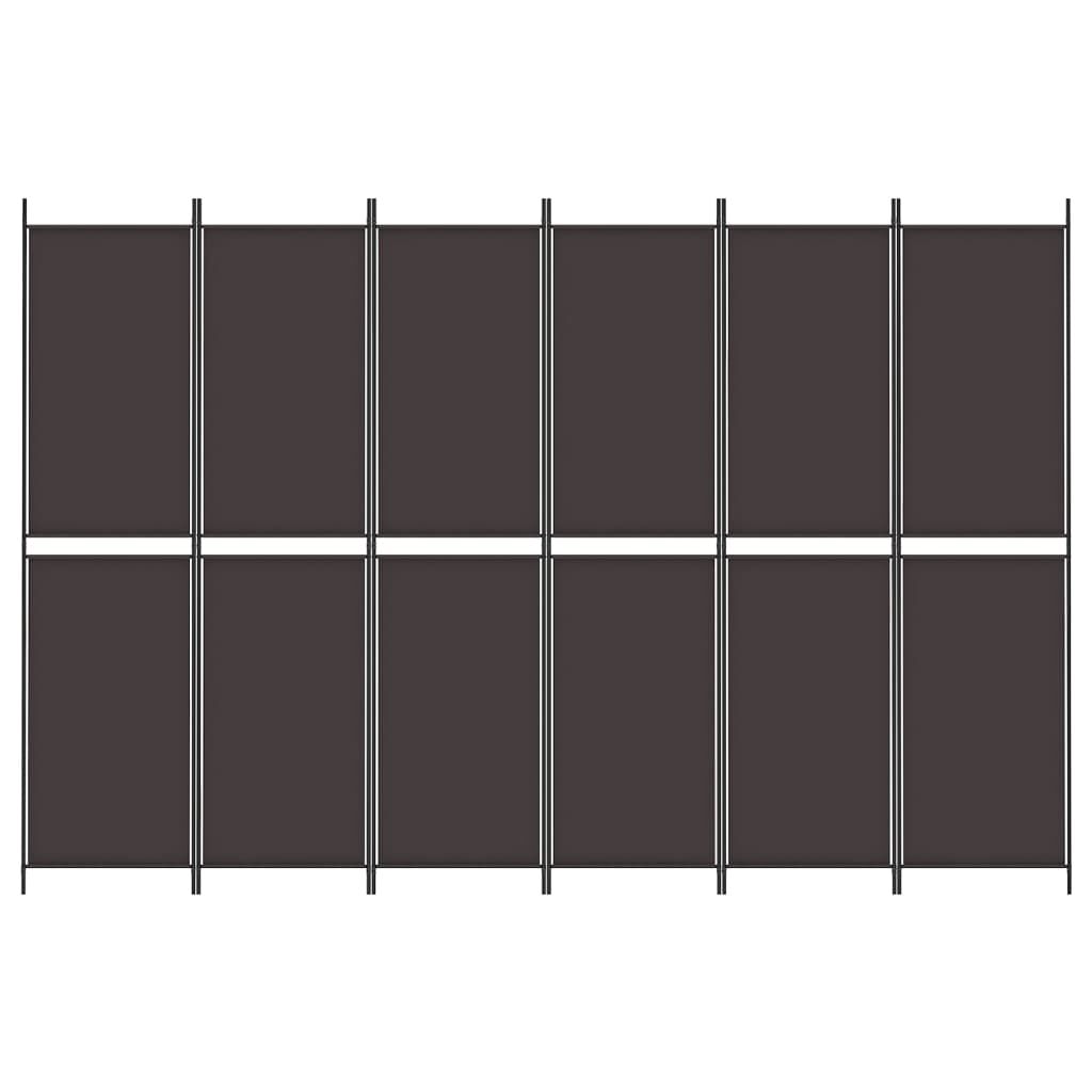 vidaXL 6-Panel Room Divider Brown 300x200 cm Fabric