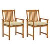 vidaXL Garden Chairs with Cushions 2 pcs Solid Acacia Wood