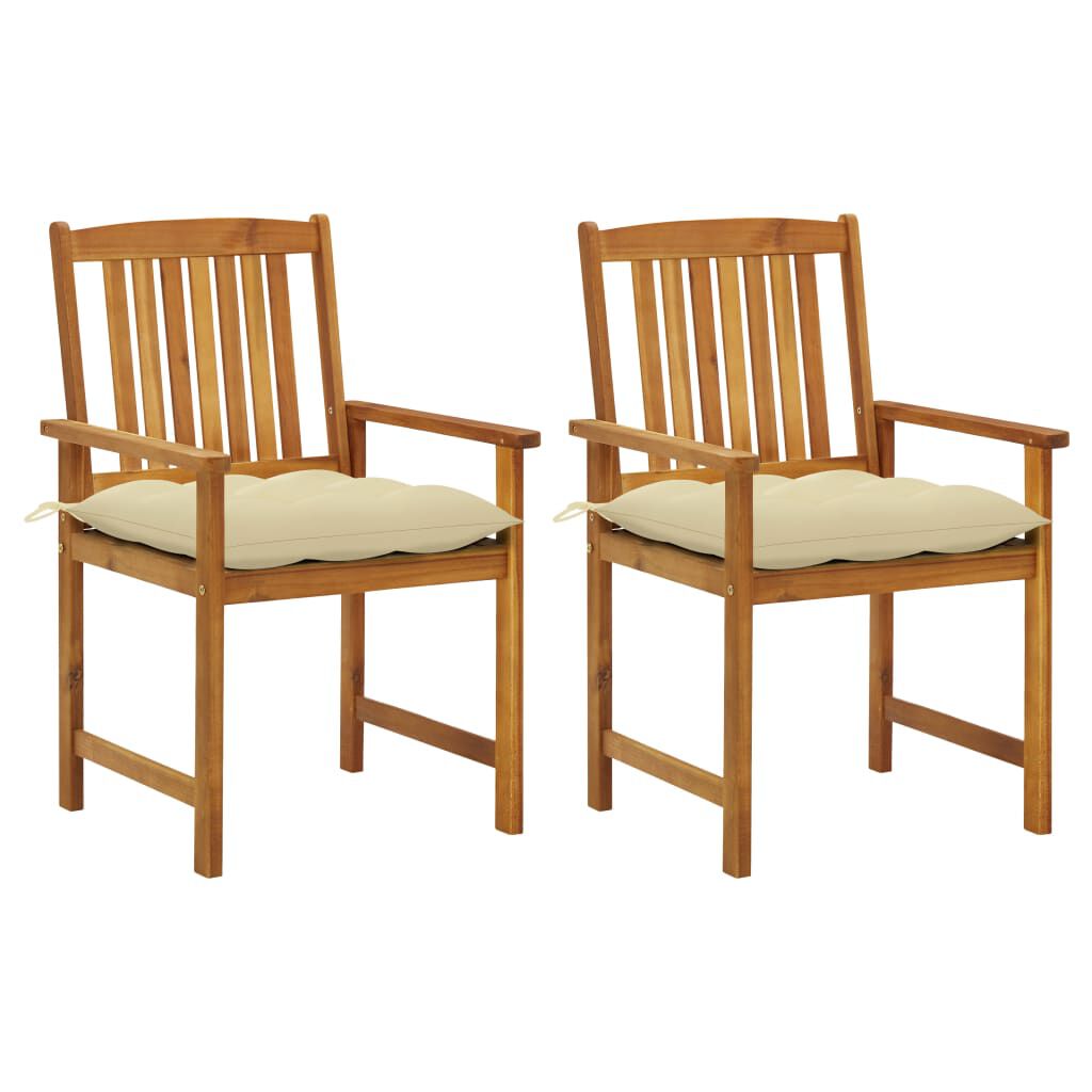 vidaXL Garden Chairs with Cushions 2 pcs Solid Acacia Wood