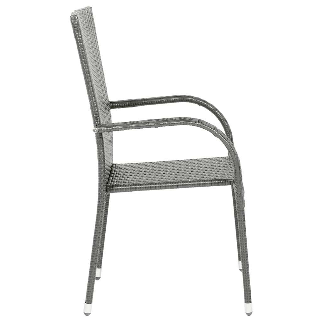 vidaXL Stackable Outdoor Chairs 4 pcs Grey Poly Rattan