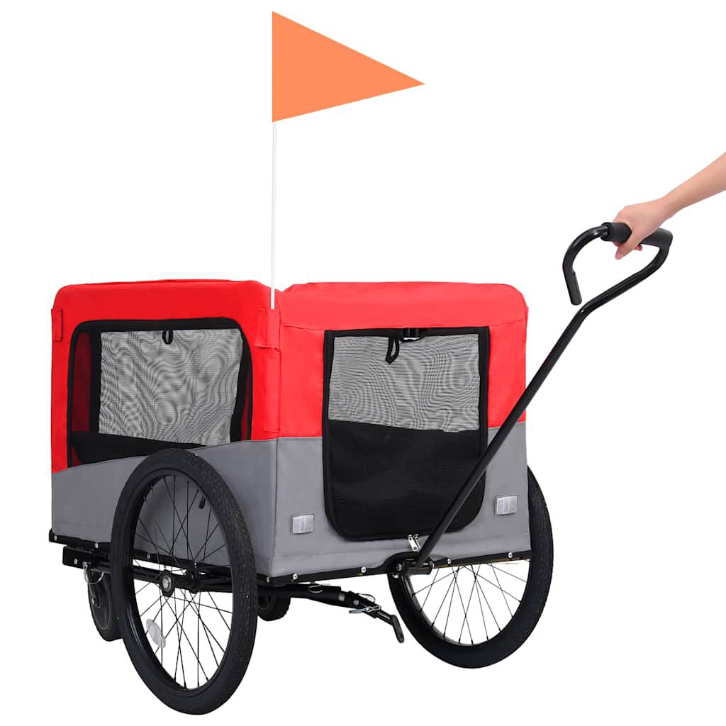 vidaXL 2-in-1 Pet Bike Trailer & Jogging Stroller Red and Grey