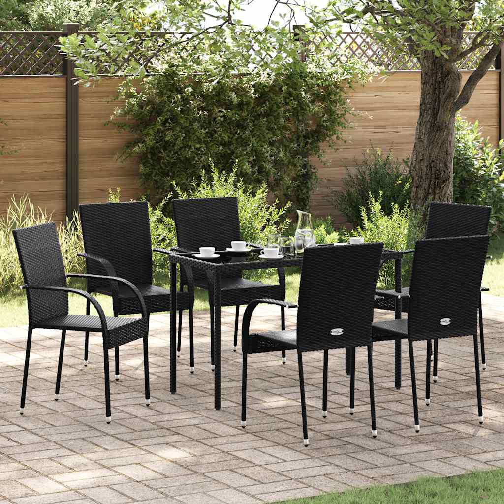vidaXL Stackable Outdoor Chairs 4 pcs Poly Rattan Black