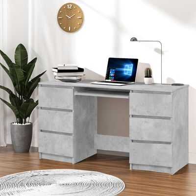 vidaXL Writing Desk Concrete Grey 140x50x77 cm Engineered Wood, concrete grey vidaXL Writing Desk Concrete Grey 140x50x77 cm Engineered Wood