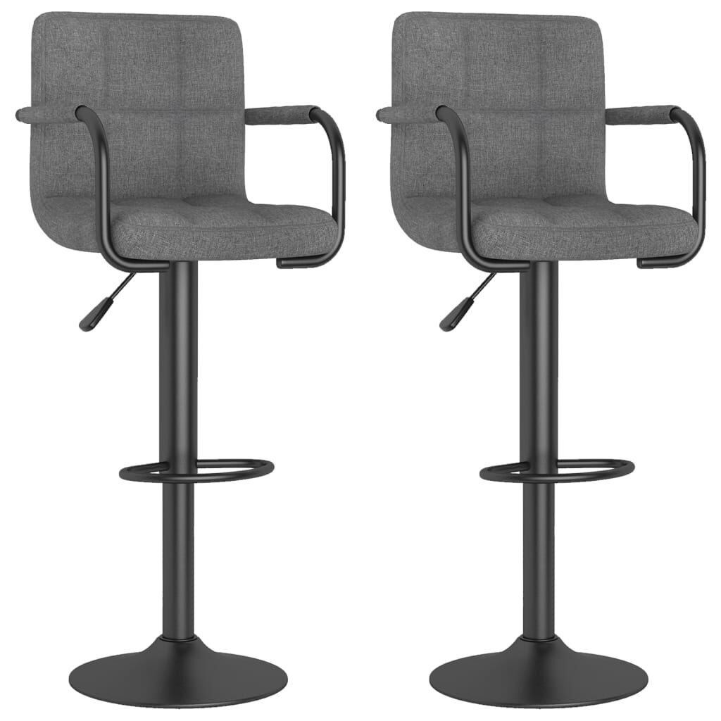 vidaXL Bar Stools 2 pcs Light Grey Fabric