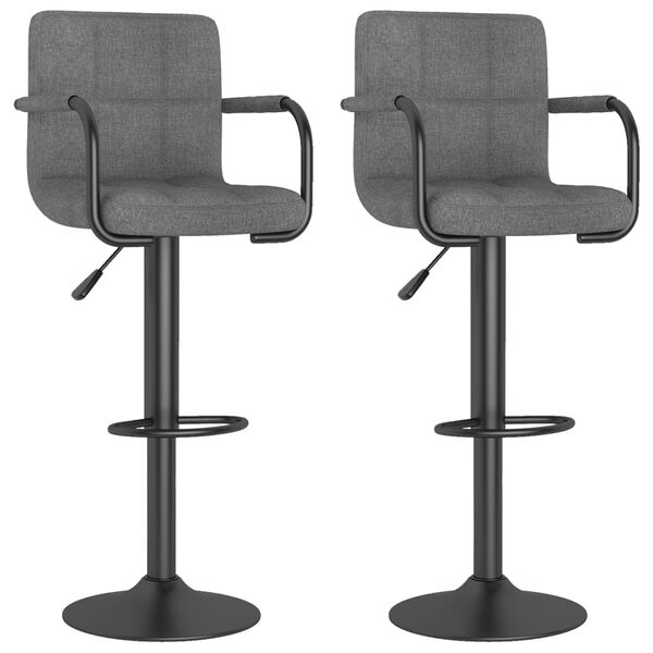 vidaXL Bar Stools 2 pcs Light Grey Fabric
