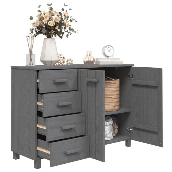 vidaXL Sideboard HAMAR Dark Grey 113x40x80 cm Solid Wood Pine