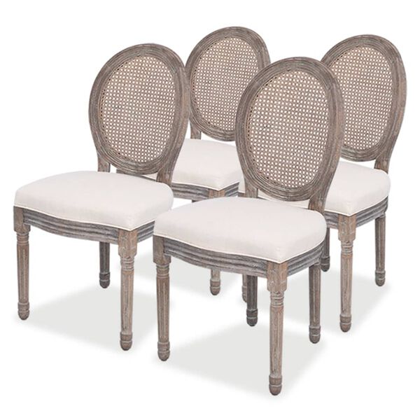 vidaXL Dining Chairs 4 pcs Cream Fabric