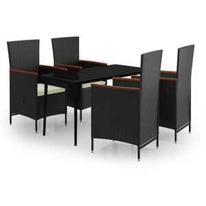 vidaXL 5 Piece Garden Dining Set with Cushions Black