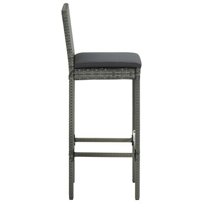 vidaXL Garden Bar Stools with Cushions 2 pcs Grey Poly Rattan, grey vidaXL Garden Bar Stools with Cushions 2 pcs Grey Poly Rattan