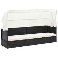 vidaXL Garden Sofa with Canopy Black Poly Rattan, black and white vidaXL Garden Sofa with Canopy Black Poly Rattan