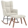 vidaXL Rocking Chair with a Stool Cream White Velvet