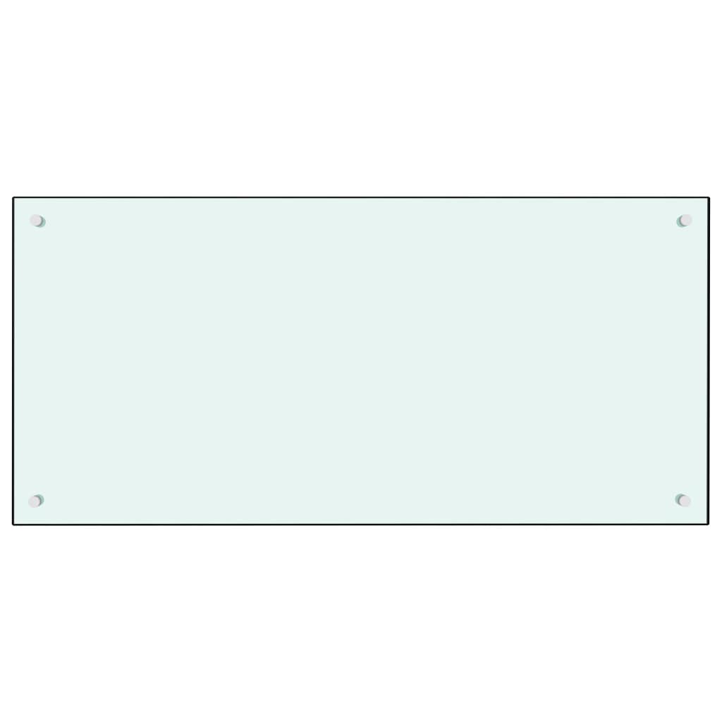 vidaXL Kitchen Backsplash White 100 x 50 cm Tempered Glass