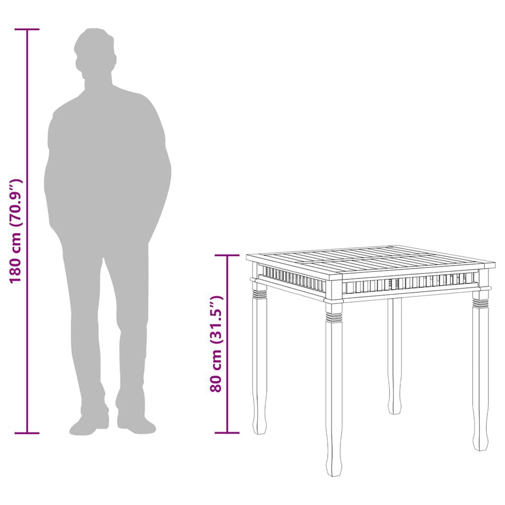 vidaXL Garden Dining Table 80x80x80 cm Solid Teak Wood