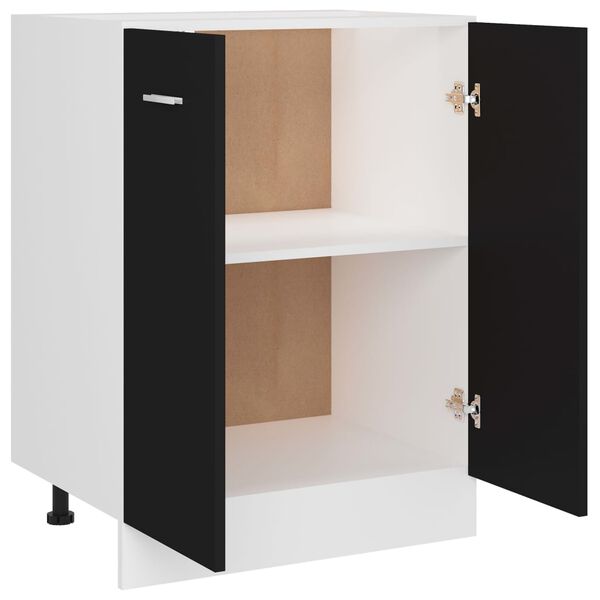 vidaXL Bottom Cabinet Black 60x46x81.5 cm Engineered Wood