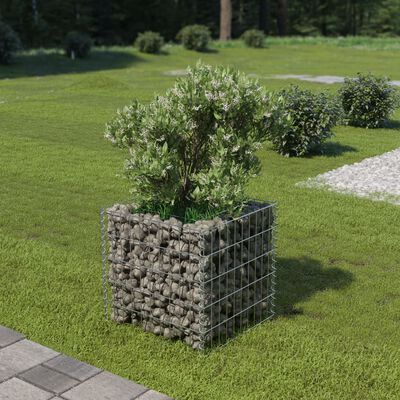 vidaXL Gabion Raised Bed Galvanised Steel 50x50x50 cm