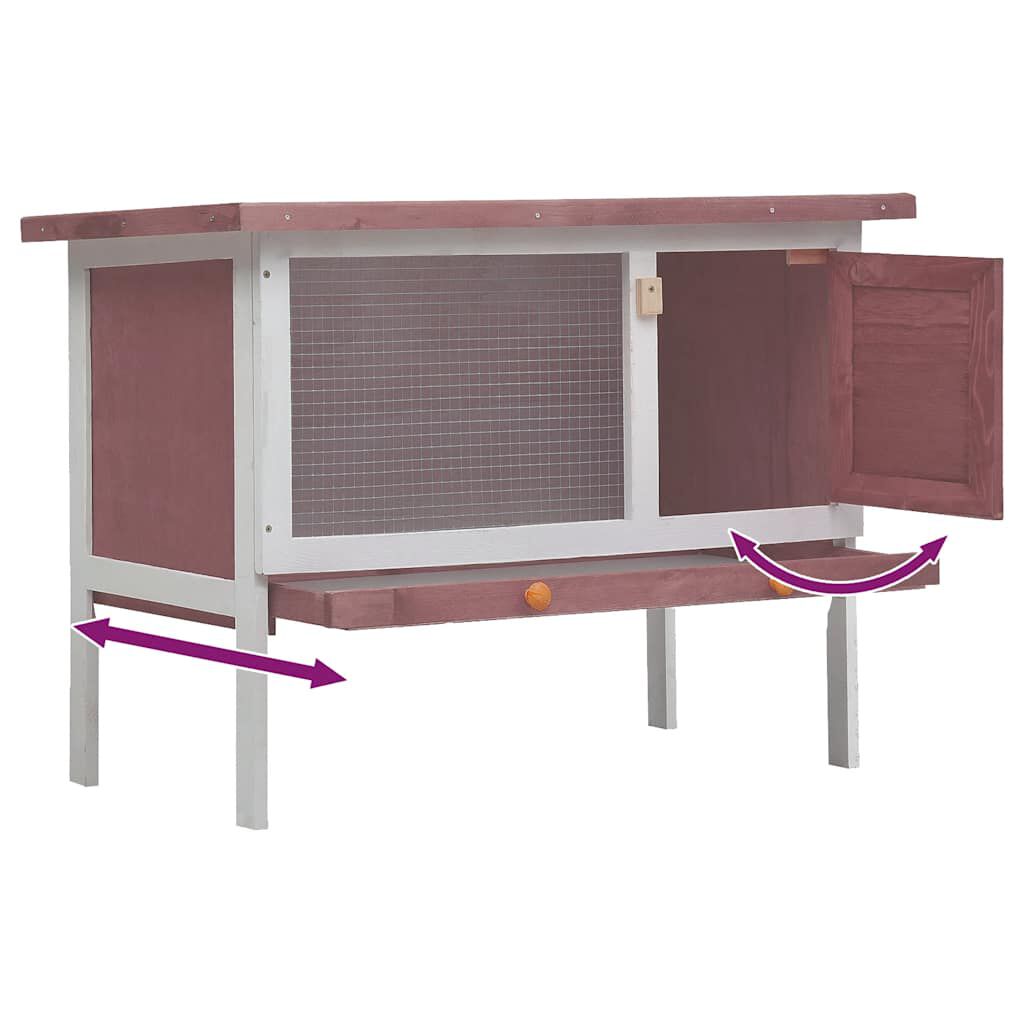 vidaXL Outdoor Rabbit Hutch 1 Layer Brown Wood