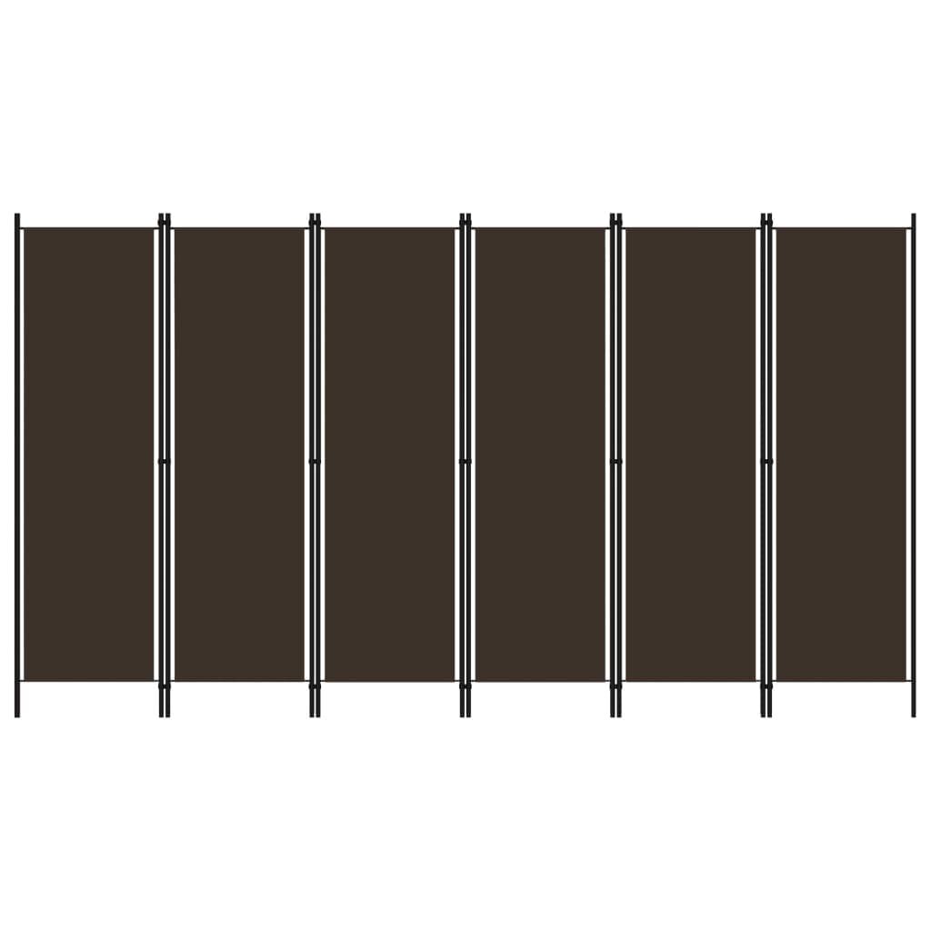 vidaXL 6-Panel Room Divider Brown 300x180 cm