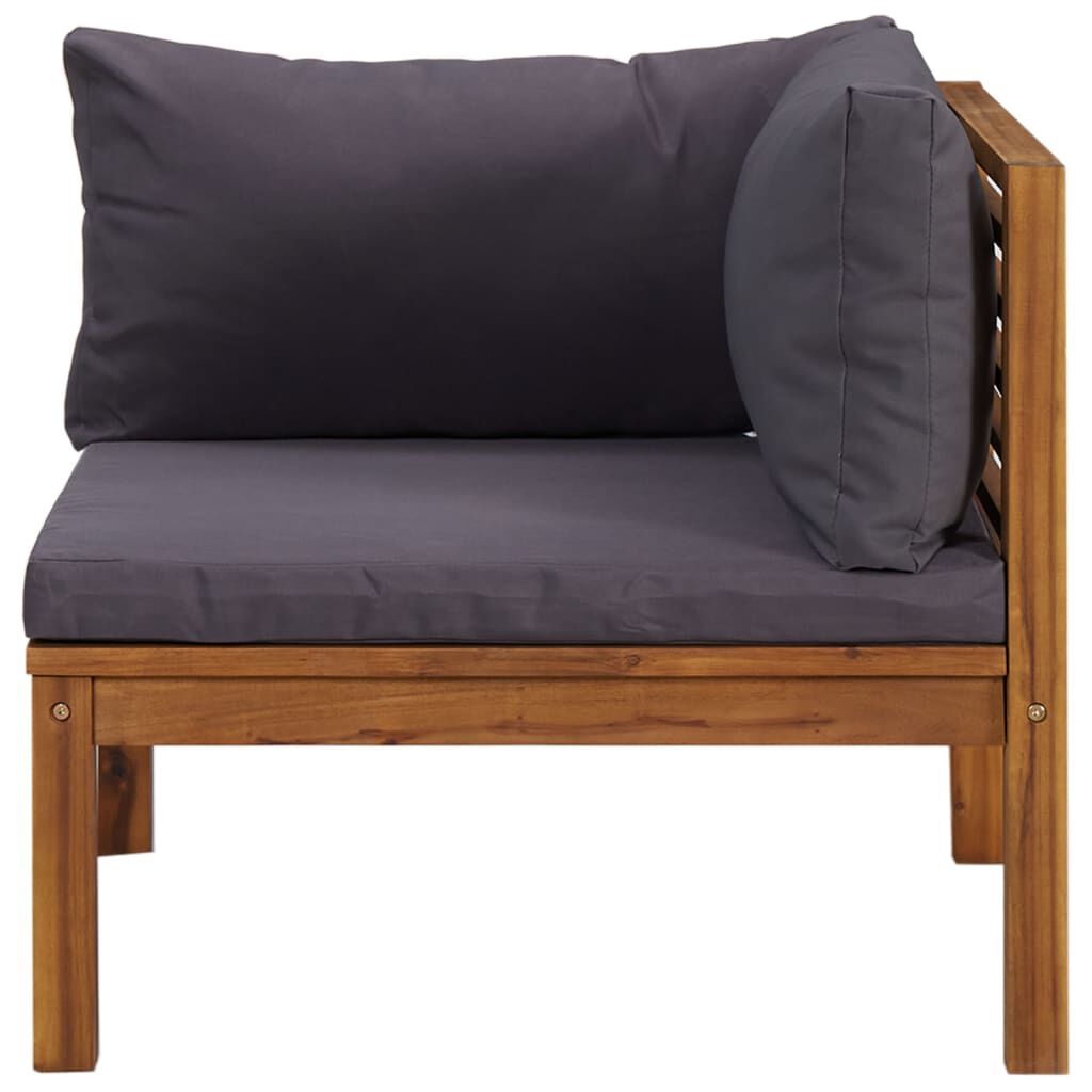 vidaXL 2 Piece Sofa Set with Dark Grey Cushions Solid Acacia Wood