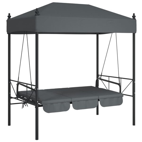 vidaXL Garden Swing Bench with Canopy Dark Grey&nbsp;Steel