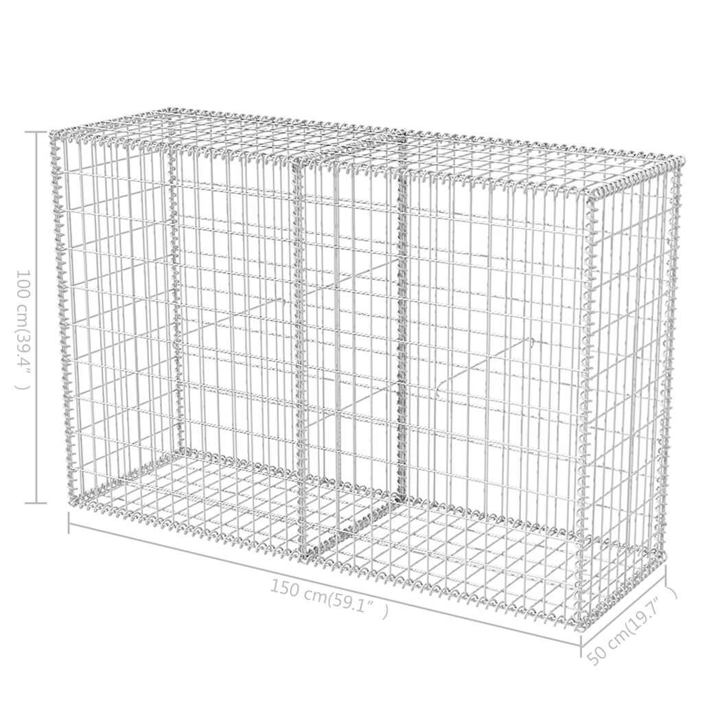vidaXL Gabion Basket Galvanised Steel 150x50x100 cm