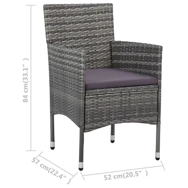 vidaXL Garden Dining Chairs 2 pcs Poly Rattan Grey