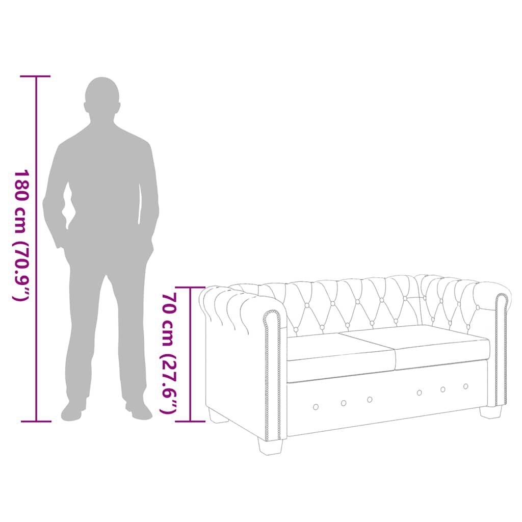 vidaXL Chesterfield 2-Seater Artificial Leather Black