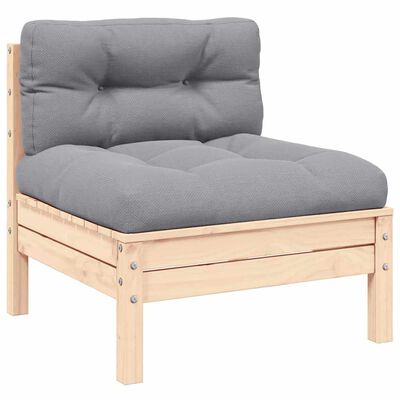 vidaXL 3 Piece Garden Lounge Set with Grey Cushions Solid Pinewood, brown and grey vidaXL 3 Piece Garden Lounge Set with Grey Cushions Solid Pinewood