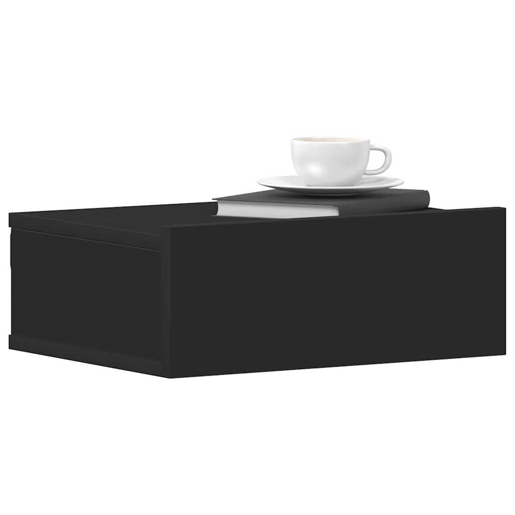 vidaXL Floating Nightstands 2 pcs Black 40x30x15 cm Engineered Wood