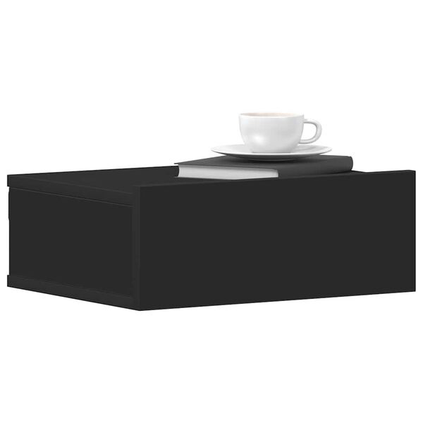 vidaXL Floating Nightstands 2 pcs Black 40x30x15 cm Engineered Wood