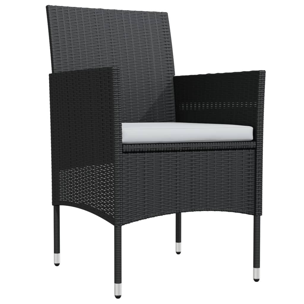 vidaXL 3 Piece Garden Dining Set with Cushions Black