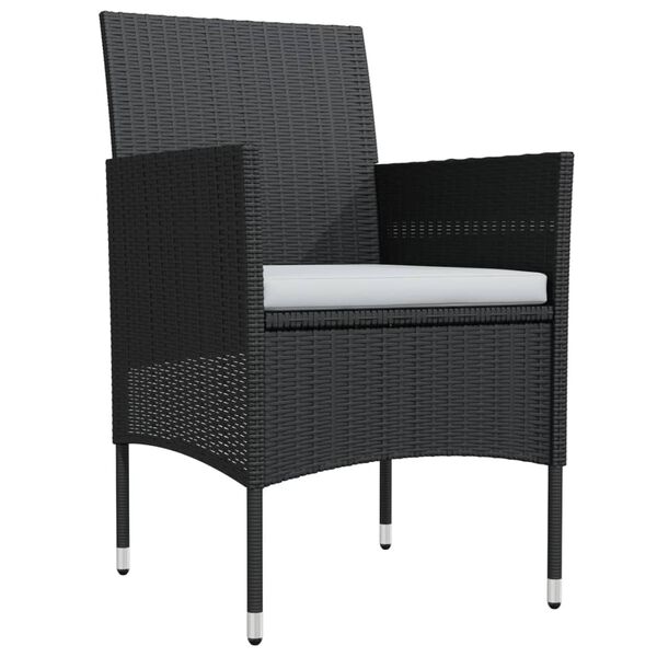 vidaXL 3 Piece Garden Dining Set with Cushions Black