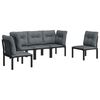 vidaXL 5 Piece Garden Lounge Set Black and Grey Poly Rattan