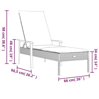 vidaXL Sun Lounger with Cushion Grey Poly Rattan,  vidaXL Sun Lounger with Cushion Grey Poly Rattan