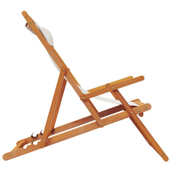 vidaXL Folding Beach Chairs 2 pcs Cream Fabric