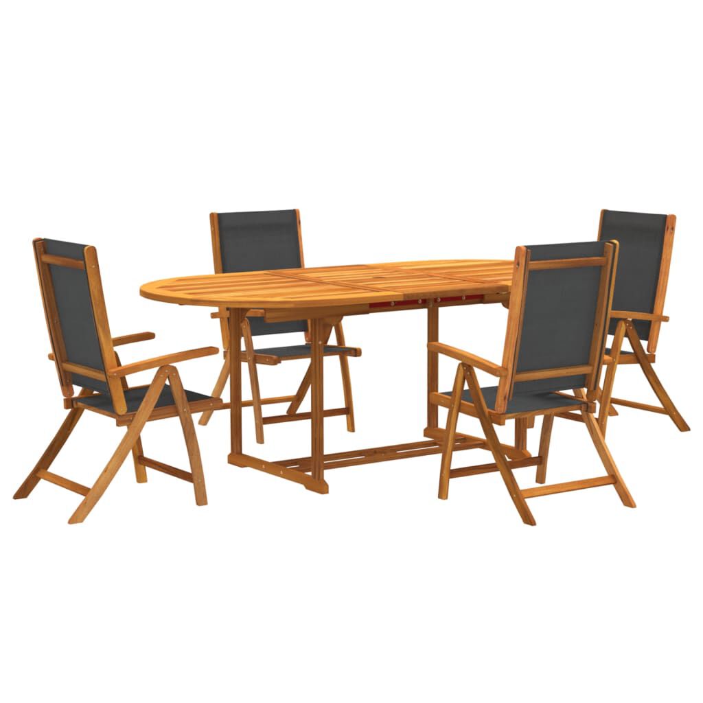 vidaXL 5 Piece Garden Dining Set Solid Wood Acacia and Textilene