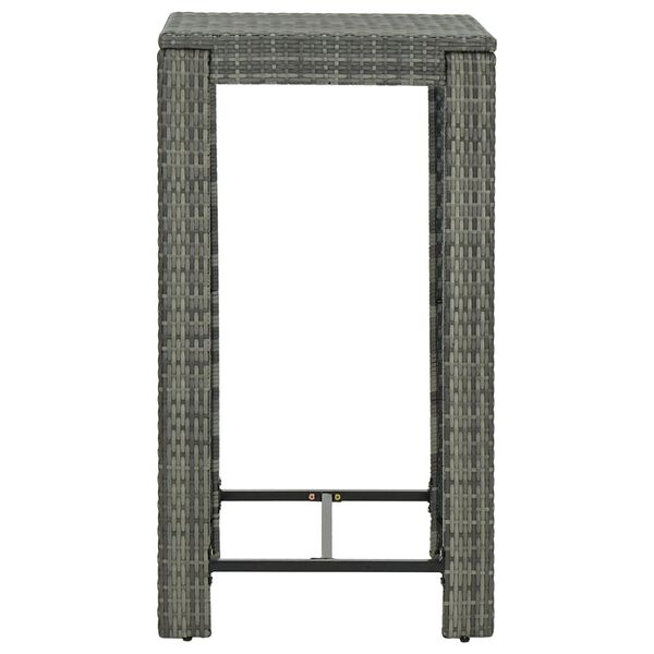vidaXL Garden Bar Table Grey 60.5x60.5x110.5 cm Poly Rattan
