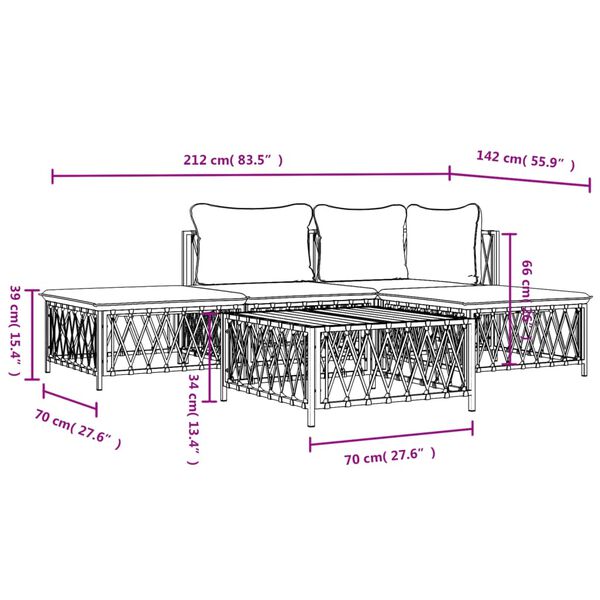 vidaXL 5 Piece Garden Lounge Set with Cushions Anthracite Steel