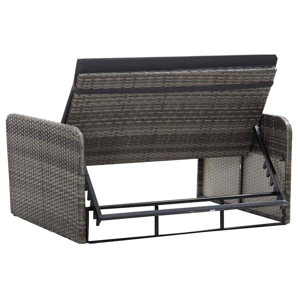 vidaXL 2 Piece Garden Lounge Set with Cushions Poly Rattan Grey