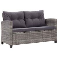 vidaXL 2-Seater Garden Sofa with Cushions Grey 124 cm Poly Rattan, grey vidaXL 2-Seater Garden Sofa with Cushions Grey 124 cm Poly Rattan