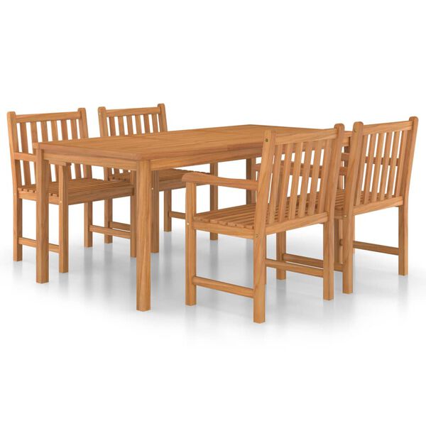vidaXL 5 Piece Garden Dining Set 180x90 cm Solid Teak Wood
