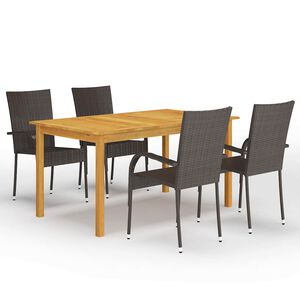 vidaXL 5 Piece Garden Dining Set Brown