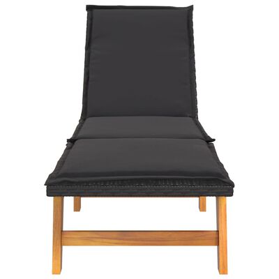 vidaXL Sun Lounger with Cushion Poly Rattan&Solid Wood Acacia,  vidaXL Sun Lounger with Cushion Poly Rattan&Solid Wood Acacia