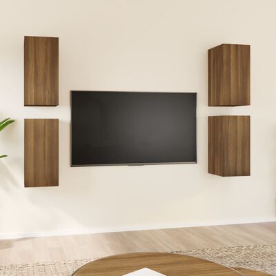 vidaXL TV Cabinets 4 pcs Brown Oak 30.5x30x60 cm Engineered Wood