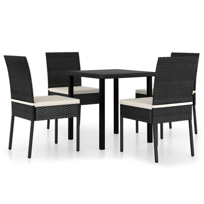 vidaXL 5 Piece Garden Dining Set Poly Rattan Black, black vidaXL 5 Piece Garden Dining Set Poly Rattan Black