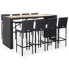 vidaXL 9 Piece Outdoor Bar Set Poly Rattan and Acacia Wood Black