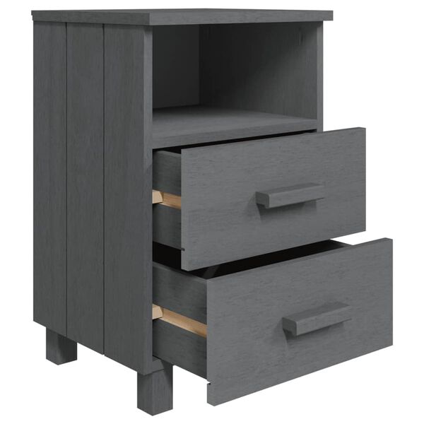 vidaXL Bedside Cabinets HAMAR 2 pcs Dark Grey 40x35x62 cm Solid Wood