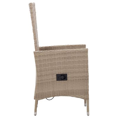 vidaXL 7 Piece Garden Dining Set Poly Rattan Beige