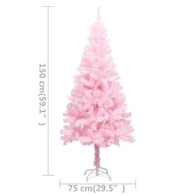 vidaXL Artificial Pre-lit Christmas Tree with Ball Set Pink 150 cm PVC, pink vidaXL Artificial Pre-lit Christmas Tree with Ball Set Pink 150 cm PVC