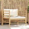 vidaXL Garden Sofa with Cream White Cushions Bamboo